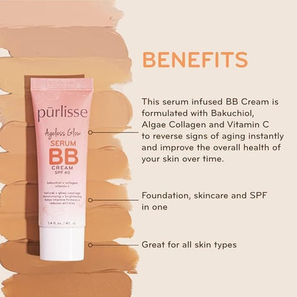 pūrlisse Ageless Glow Serum BB Cream SPF 40 Medium Golden 1.4oz