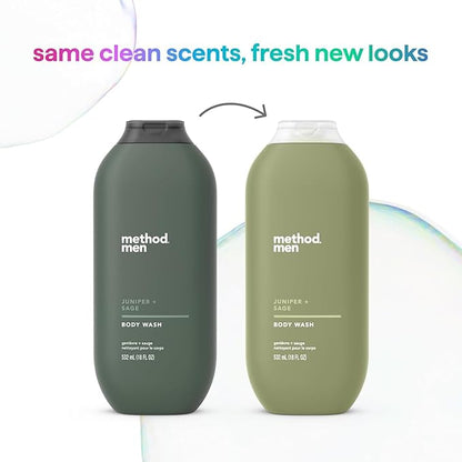 Method Men Body Wash, Juniper + Sage, Paraben and Phthalate Free, 18 fl oz (Pack of 1)