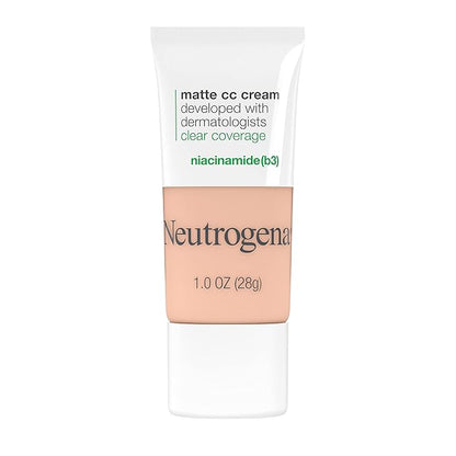 Neutrogena Clear Coverage Flawless Matte CC Cream, Full-Coverage Free, Alabaster, 1 oz