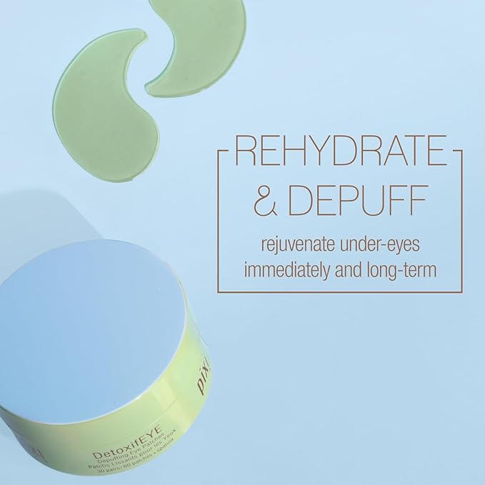 Pixi DetoxifEYE Depuffing Hydrogel Under-Eye Patches, Hyaluronic Acid, 60 Patches