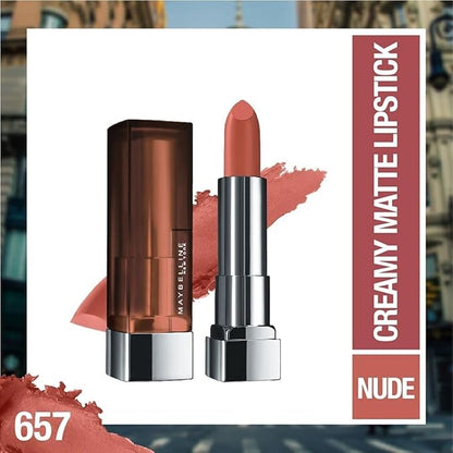 Maybelline Color Sensational Lipstick, Lip Makeup, Matte Finish, Hydrating Lipstick, Nude, Pink, Red, Plum Lip Color, Nude Nuance, 1 Count