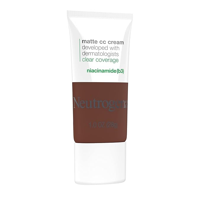 Neutrogena Clear Coverage Flawless Matte CC Cream, Full-Coverage Free, Sienna, 1 oz