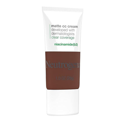 Neutrogena Clear Coverage Flawless Matte CC Cream, Full-Coverage Free, Sienna, 1 oz
