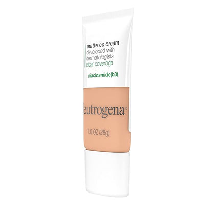 Neutrogena Clear Coverage Flawless Matte CC Cream, Full-Coverage Free, Sand, 1 oz