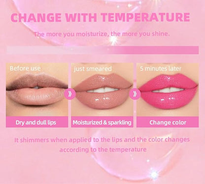2 Pcs Magic Color Changing Lip Oil, Long Magic