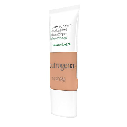 Neutrogena Clear Coverage Flawless Matte CC Cream, Full-Coverage Warm Linen, 1 oz