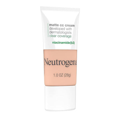 Neutrogena Clear Coverage Flawless Matte CC Cream, Full-Coverage Free, Alabaster, 1 oz