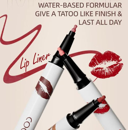 Longwear Liquid Lip Liner, Matte Lip Tint Stain Marker Pen, 2 in1 Liquid Lipstick & Lip Liner Pencil, Long Lasting Waterproof Lip gloss for Women, Fuller Lips Makeup (05+06)