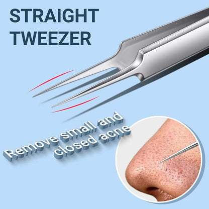 TsMADDTs Blackhead Remover Tools, Ingrown Hair Tweezers, Pimple Popper Tool Kit, Blackhead Extractor, Eyebrows Tweezers for Women Facial Hair Razors
