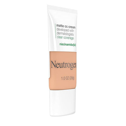 Neutrogena Clear Coverage Flawless Matte CC Cream, Full-Coverage Free, Sand, 1 oz