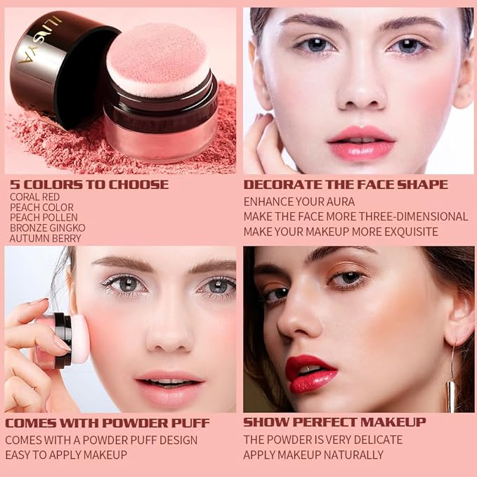 ROUSE Face Blush Powder Makeup Soft Mushroom Blush (Peach Color)