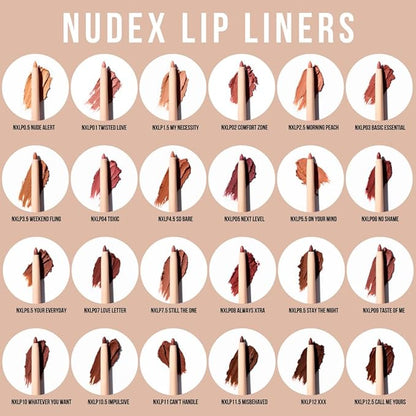 Retractable Waterproof Lip Liner with Built-in Sharpener NUDEX Collection (Full 24 Piece Set)