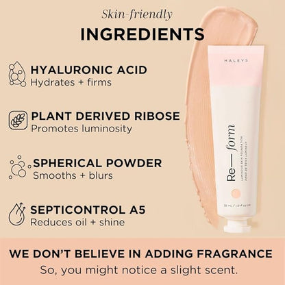 HALEYS Re-form Luminous Skin Foundation, VEGAN + CRUELTY-FREE, types (2.15)