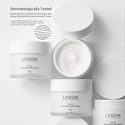 LAGOM Cellus Deep Moisture Cream Natural Moisturizer with Ceramide and D-Panthenol (B5) Snooth Hydrating Nourishing Protecting Cream 2.02 Fl Oz