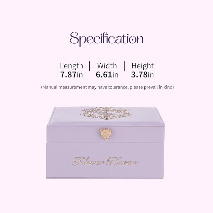 Flower Knows Violet Strawberry Rococo Makeup Box Set, 7 Pack Makeup Box with Mirror, Lip Gloss2, Blush2, Blush Brush1, Hair Clip1, Gift Box1