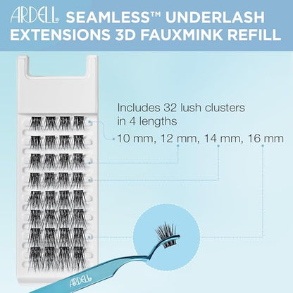 Ardell Seamless 3D Faux Mink Underlash Extensions Refill Kit - DIY Lash Clusters, Customizable Eyelash Extension for Natural Looking Lashes, 1-Pack