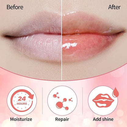 Hydrating Lip Glow Oil, Moisturizing Lip Glow Oil, Nourishing Glossy Transparent Lip Oil, Plumping Lip Oil, Lip Balm, Non-sticky Tinted Toot Lip Balm for Lip Care (PINK)0.2 OZ