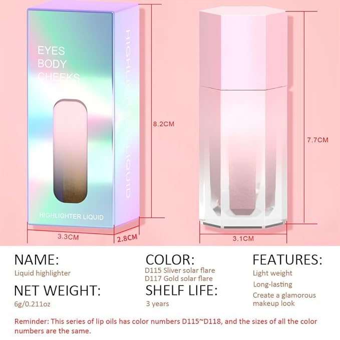 evpct Light Liquid Face Highlighter Makeup Waterproof Long Cheeks Eye
