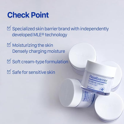 Real Barrier | Extreme Cream Light | Lightweight Daily Soft Face Moisturizer | Facial Moisturizing Cream with Hyaluronic Acid & Ceramides | Sensitive Skin Barrier Korean Skin Care | 1.69 fl oz (50ml)