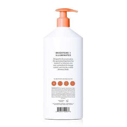 Billie Glow Brightening Women's Body Lotion, Citrus Woods Scent, With Vitamin C, 18 fl oz