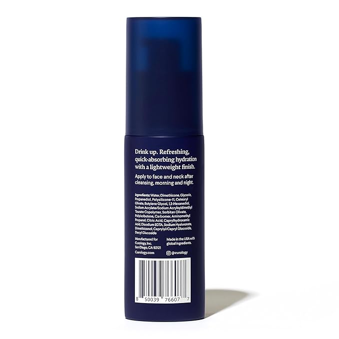 Curology Gel Face Moisturizer, Lightweight Daily Face Lotion for Oily, Dry or Sensitive Skin, with Hyaluronic Acid, Fragrance Free, 1.7 fl oz