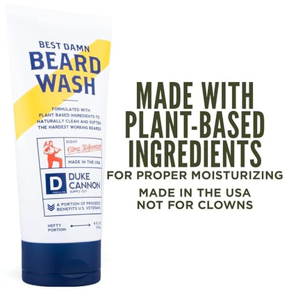 Duke Cannon Supply Co. Beard Wash Citrus Hefeweizen, 6 Fl Oz - Made with Plant-Based Ingredients to Strengthen, Rejuvenate, Soften and Condition
