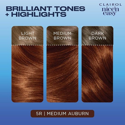 Clairol Nice'n Easy Permanent Hair Dye, 5R Medium Auburn Hair Color, Pack of 1