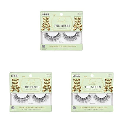KISS Lash Couture The Muses Collection False Eyelashes, Duchess', 16 mm, Handmade, Refined Faux Silk, Contact Lens Friendly, Easy to Apply, Includes 1 Pair Reusable Strip Lashes (Pack of 3)