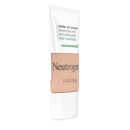 Neutrogena Clear Coverage Flawless Matte CC Cream, Full-Coverage Barley Beige, 1 oz