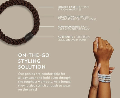 L. Erickson Grab & Go Pony - Fall Colors - 8 Pack Ponytail Holder Hair Ties - Dark Color Mix