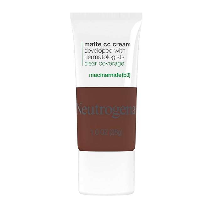 Neutrogena Clear Coverage Flawless Matte CC Cream, Full-Coverage Free, Sienna, 1 oz