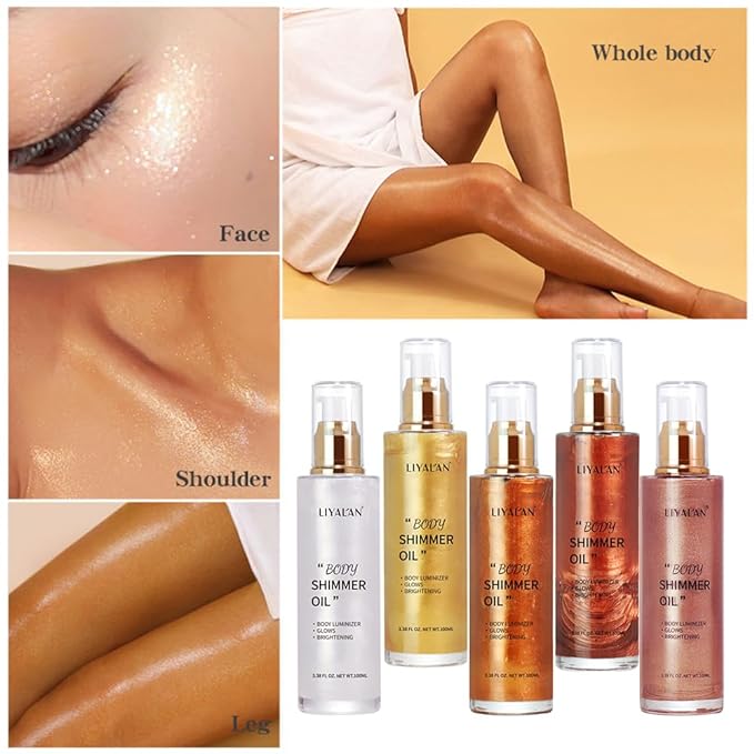 Liyalan Shimmer Body Oil Gold 5 Color Bronze Fl Oz/#02)
