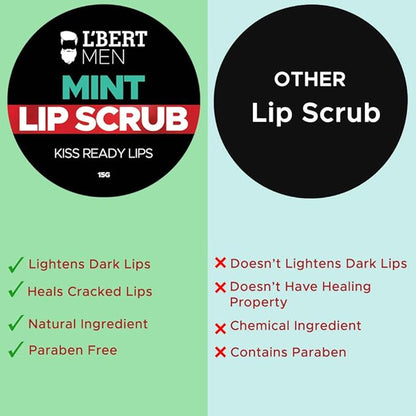 L'BERT Mint Lip Scrub, Kiss Ready Lightening