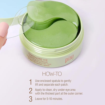 Pixi DetoxifEYE Depuffing Hydrogel Under-Eye Patches, Hyaluronic Acid, 60 Patches