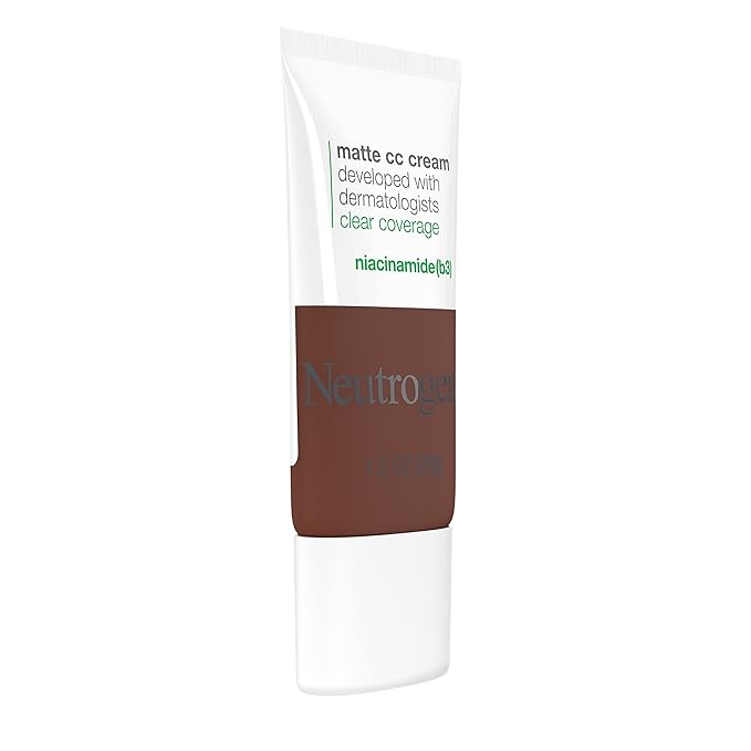 Neutrogena Clear Coverage Flawless Matte CC Cream, Full-Coverage Free, Sienna, 1 oz