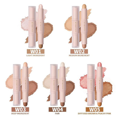 KIMUSE 2Color Dual Cream Contour Stick, Multi Blush Face Makeup
