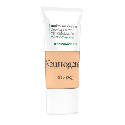 Neutrogena Clear Coverage Flawless Matte CC Cream, Full-Coverage Free, Porcelain, 1 oz