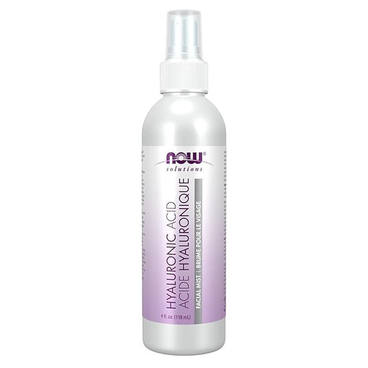 NOW Foods Solutions, Hyaluronic Acid Hydration Facial Mist with Aloe Vera and Cucumber Extracts, 4-Ounce