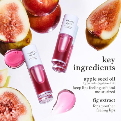 NOONI Korean Hydrating Lip Oil - Applefig | Long-Lasting, Moisturizing, Plumping, Revitalizing for Dry Lips, Waterproof, No Peel Off, Hydrating, Nourishing Crystal Clear, 0.12 FL Oz