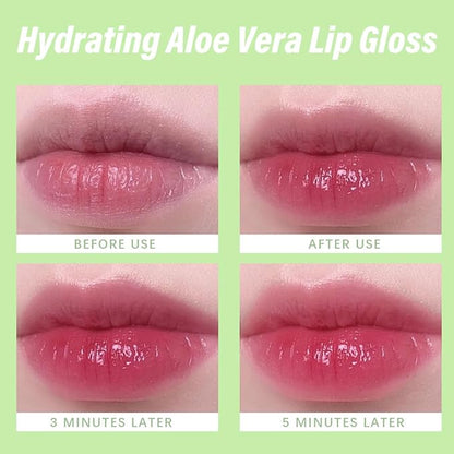 6Pcs Plumping Aloe Vera Lip Oil, Big Brush Lip