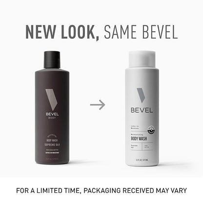Bevel Moisturizing Body Wash for Men - Supreme Oak Scent with Shea Butter, Vitamin B, and Coconut Oil, 16 Oz (Pack of 2)(Packaging May Vary)