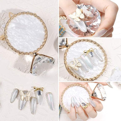 Golden Edge Resin Nail Art Palettes with Diamond