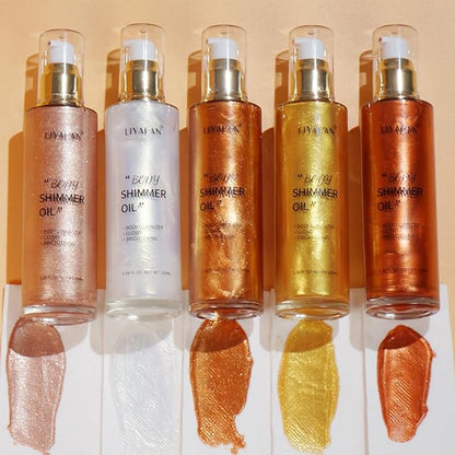 Liyalan Shimmer Body Oil Gold 5 Color Bronze Fl Oz/#02)