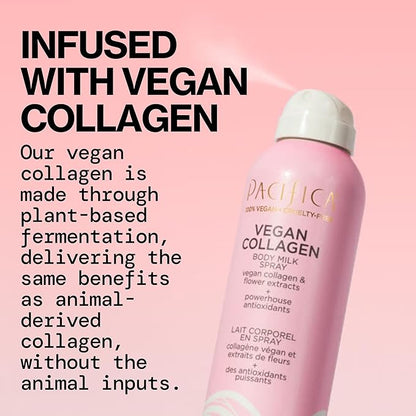 Pacifica Spray Lotion for Body - Vegan Collagen Body Milk Spray – Hydrating Moisturizer Mist Fast-Absorbing Instantly Hydrates & Softens Skin Jasmine & Vanilla Natural Scent Clean Beauty Non-Aerosol