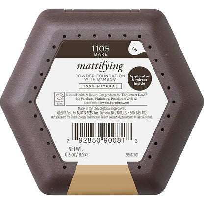 Burt’s Bees 100% Natural Mattifying Powder Foundation, Bare 0.3 Ounce