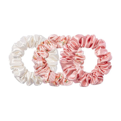 Slip Silk Scrunchies - Petal - 100% 22 Momme Mulberry Silk, Large Hair-Friendly Elastic Set for Women (3 Luxurious Scrunchies)