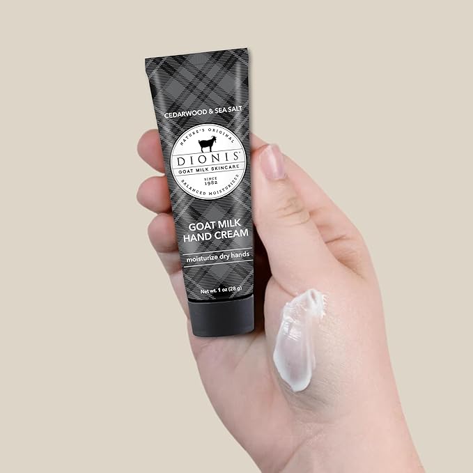Dionis - Goat Milk Skincare Scented Hand Cream, Travel Size Self Care Moisturizing Lotion For Women, Vitamins & Minerals Hydrate Dry Skin - Cruelty Free, Cedarwood & Sea Salt, 1oz Set of 6
