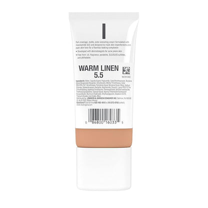 Neutrogena Clear Coverage Flawless Matte CC Cream, Full-Coverage Warm Linen, 1 oz