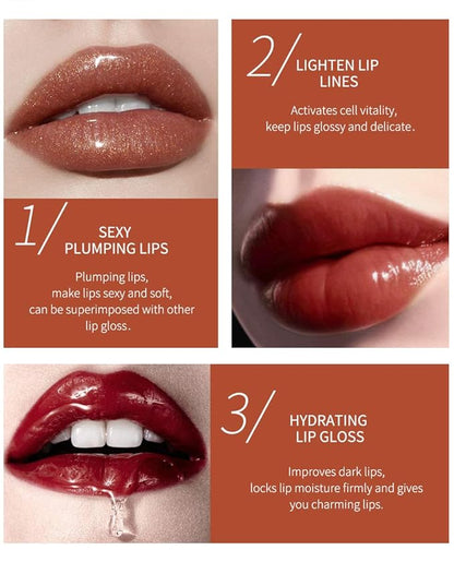 MAEPEOR Plumping Lipgloss 9 Colors Moisturizing Lip Plumper Shiny Jelly Lip Gloss (High Shine, 05#Brown Red)