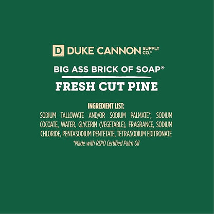 Duke Cannon Supply Co. Big Brick of Soap Bar for Men Fresh Cut Pine (Split Pine Scent) Multi-Pack - Superior Grade, Extra Large, Masculine Scents, All Skin Types, Paraben-Free, 10 oz (3 Pack)